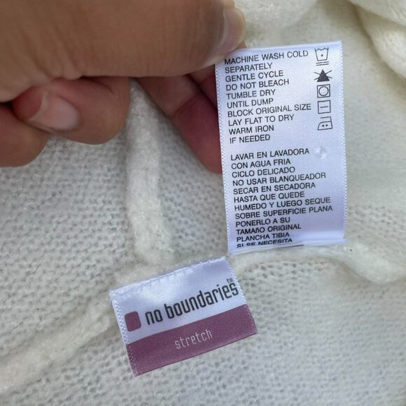 No Boundaries Juniors Cream Stretchy Hooded Knit Sweater Dress Size XL y2k Fall - Picture 4 of 8